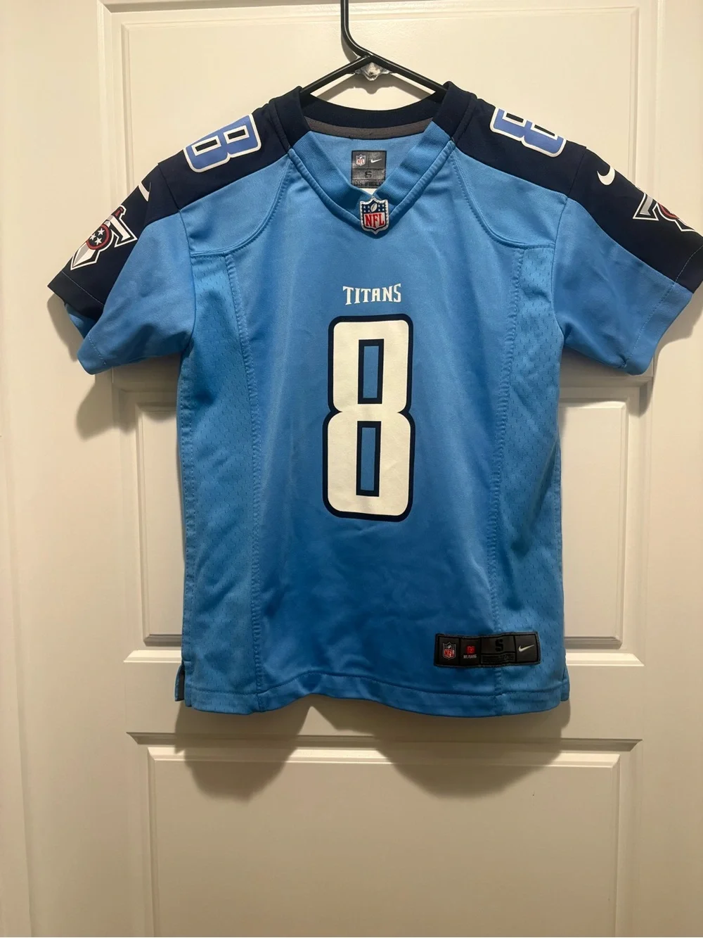 Youth Marcus Mariota Tennessee Titans On Field Blue Jersey #8 Size Youth Small